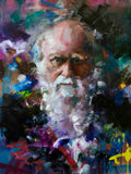 Charles Darwin original oil and acrylic painting on canvas by Richard Day