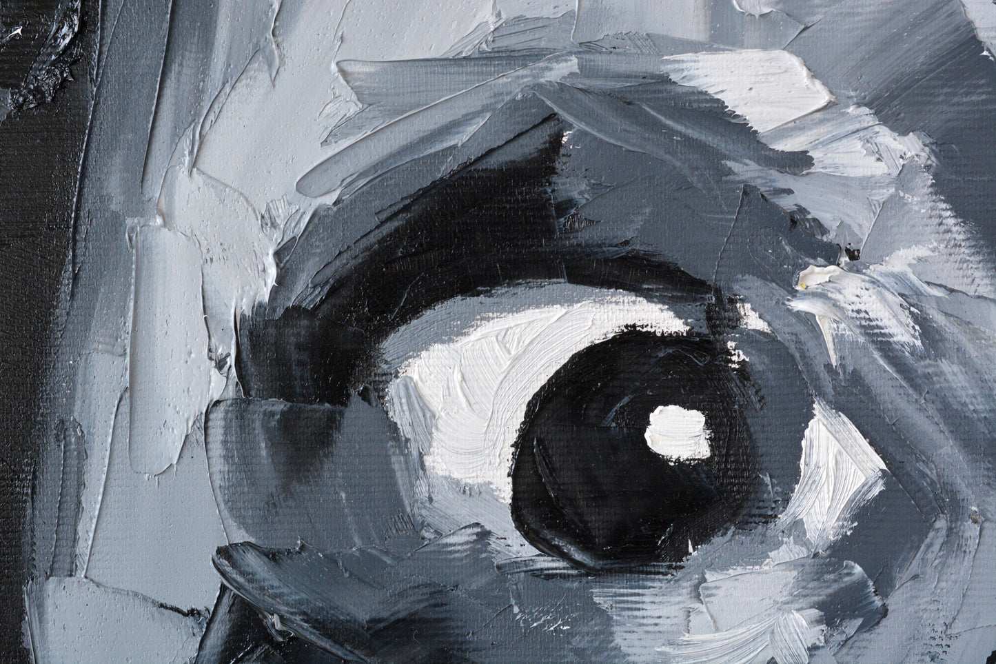 Albert Einstein original portrait painting — texture and surface detail in oil and acrylic by Richard Day