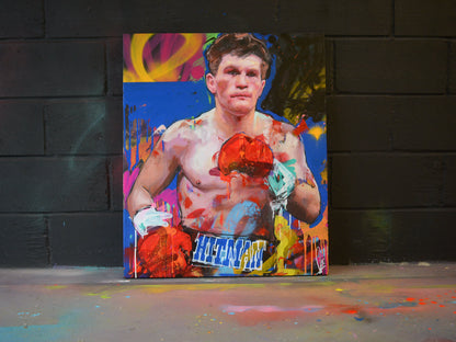 Ricky Hatton original oil and acrylic painting detail - Richard Day Studio