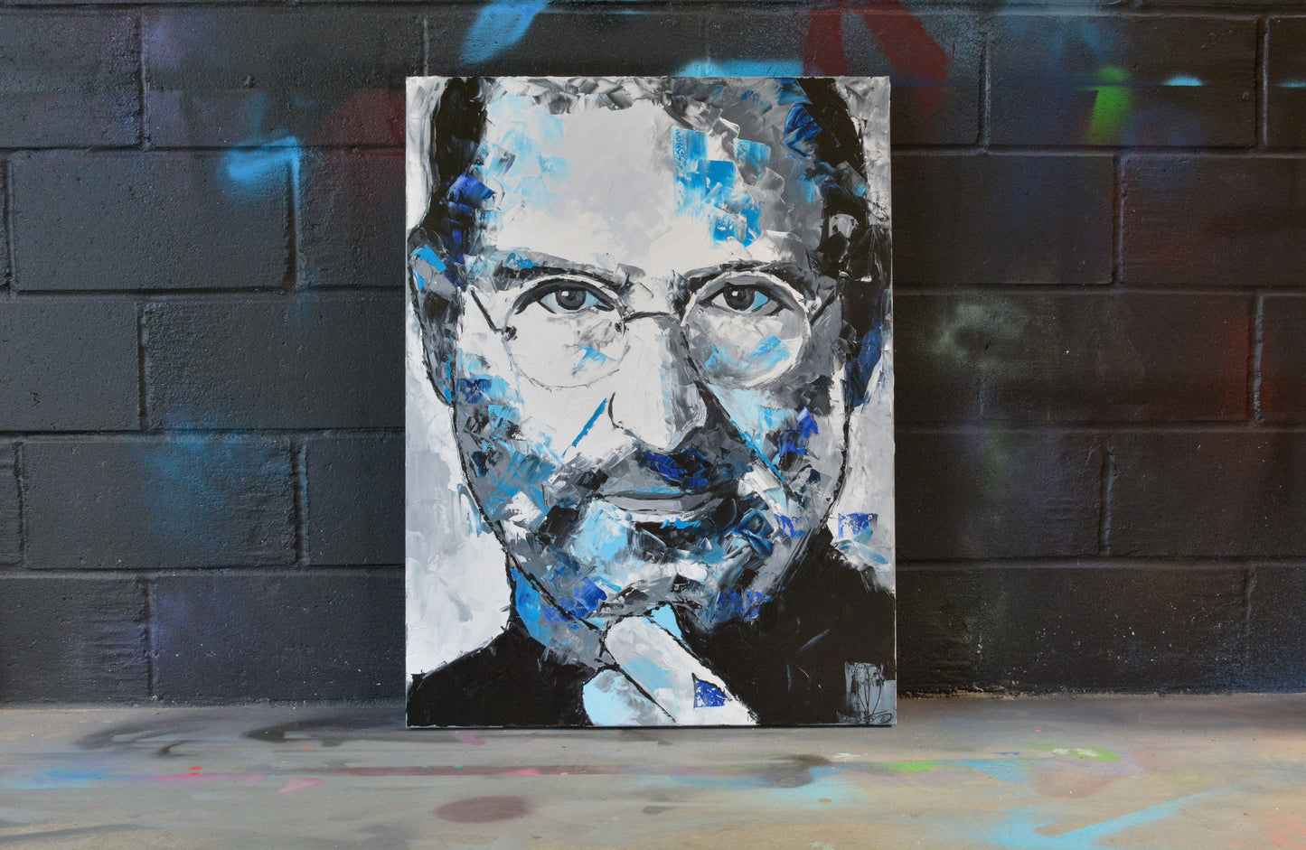 Steve Jobs original oil and acrylic painting detail - Richard Day Studio