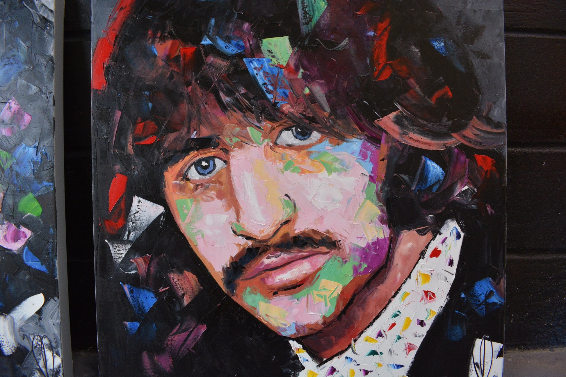 The Beatles original portrait painting — texture and surface detail in oil and acrylic by Richard Day