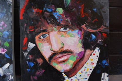 The Beatles original portrait painting — texture and surface detail in oil and acrylic by Richard Day