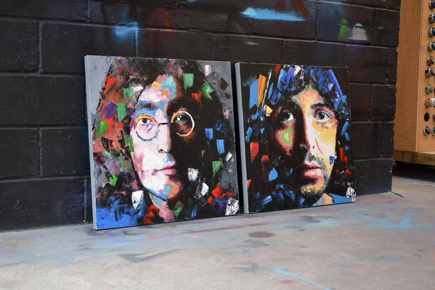 The Beatles original painting — full canvas view, oil and acrylic by Richard Day
