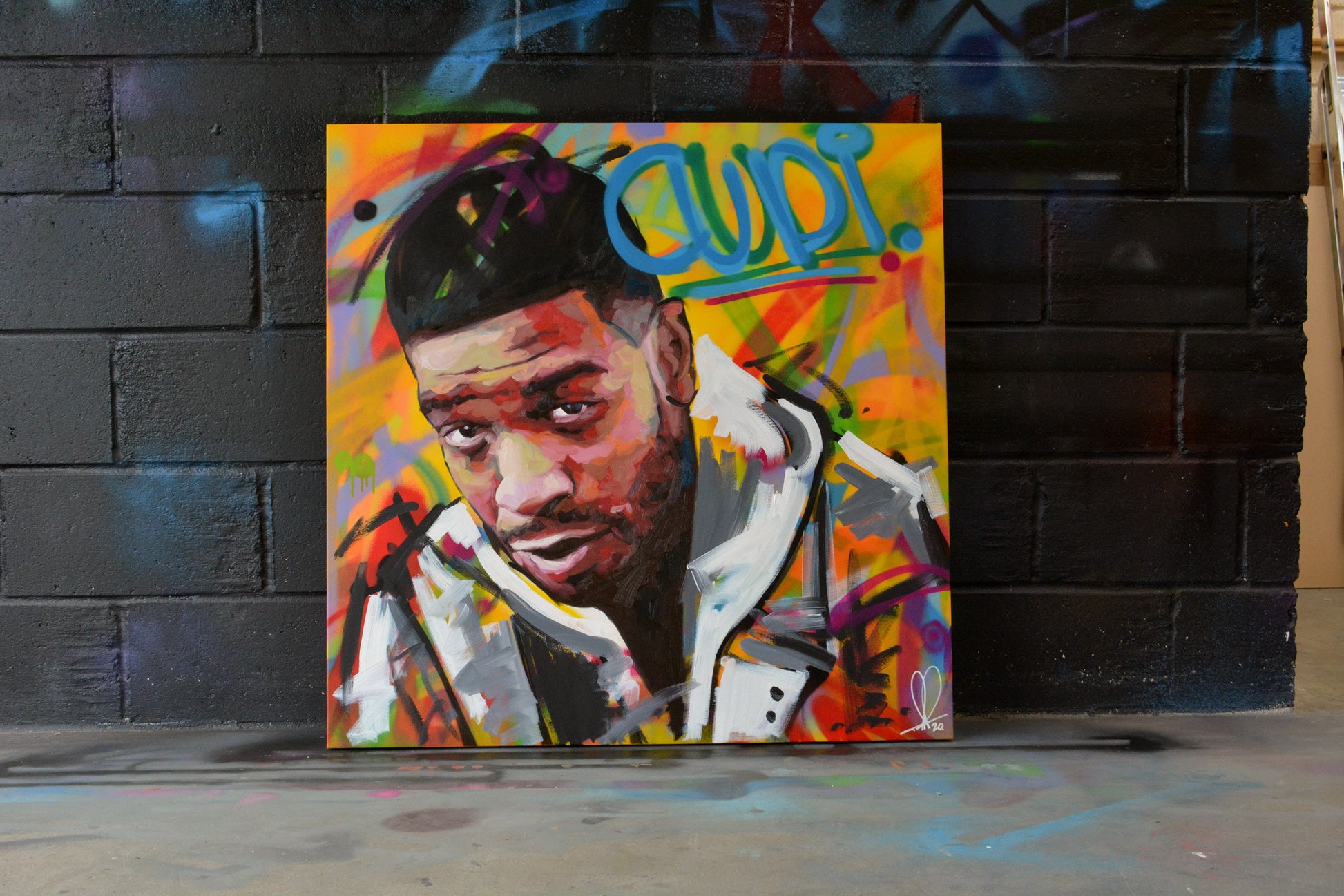 Kid Cudi original oil and acrylic painting detail - Richard Day Studio