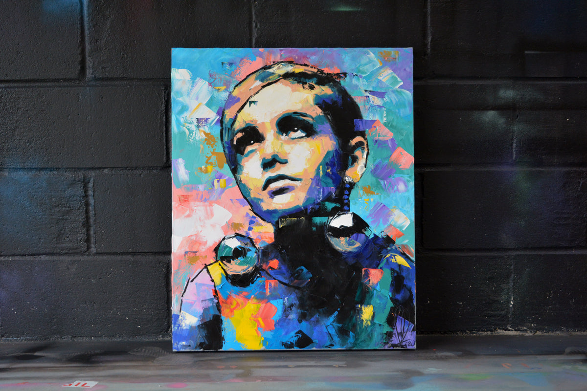 Twiggy portrait painting by Richard Day