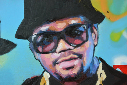 Run-D.M.C original portrait painting — texture and surface detail in oil and acrylic by Richard Day