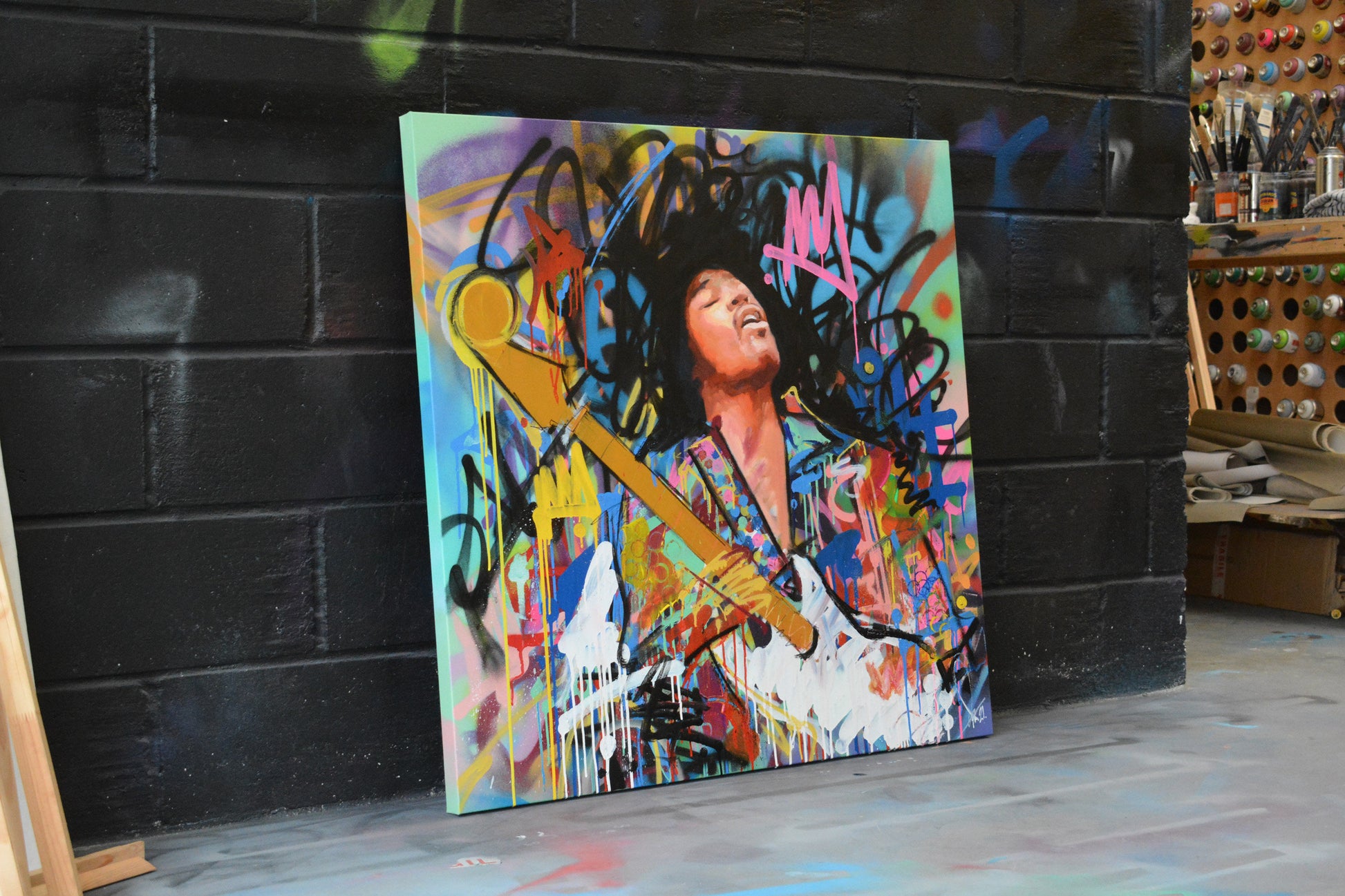 Jimi Hendrix Amped Reverie portrait by Richard Day