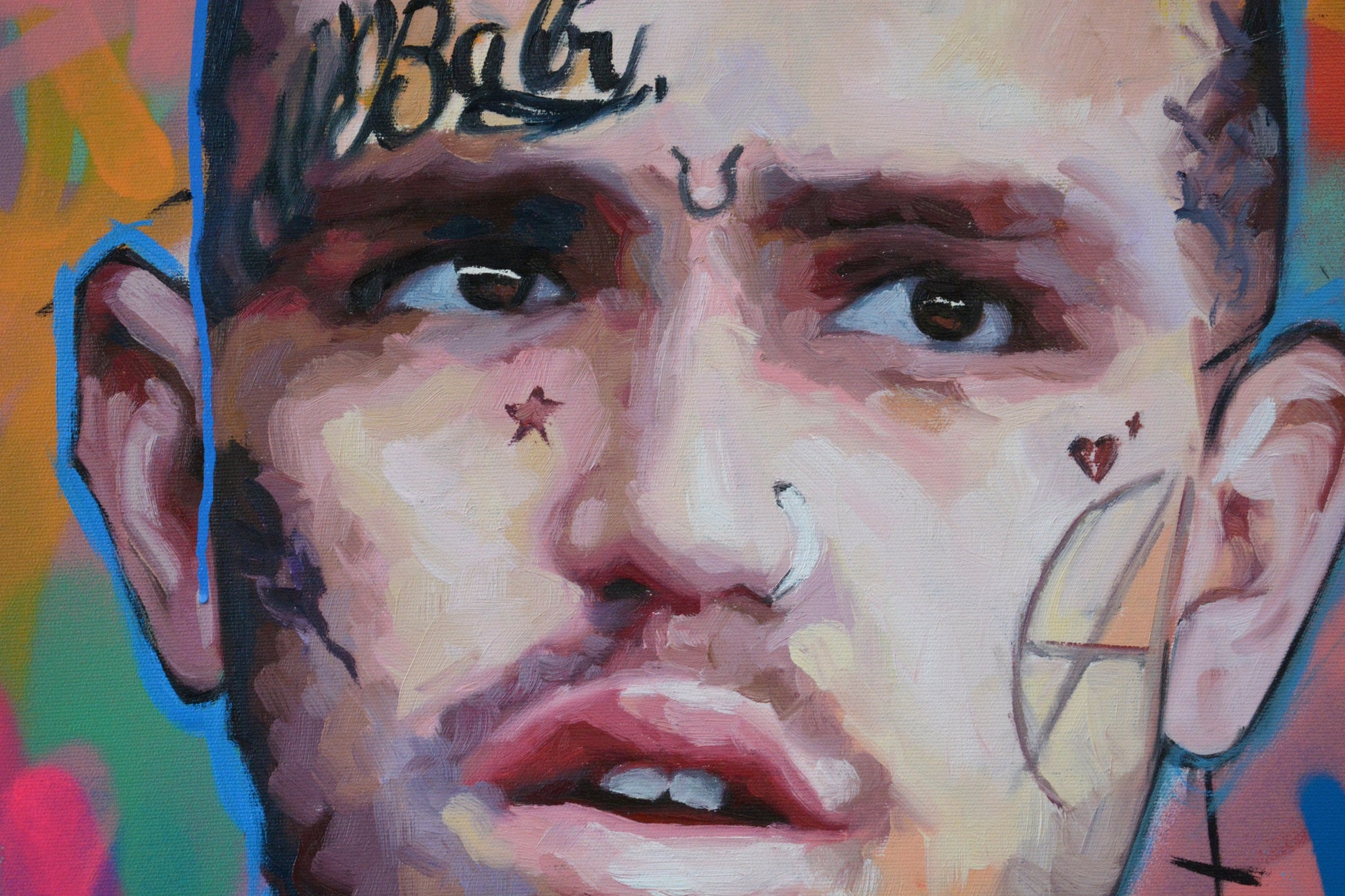 Lil Peep hand-painted portrait detail - Richard Day