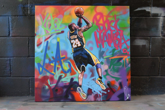 Kobe Bryant Mamba in Motion painting detail - Richard Day Studio