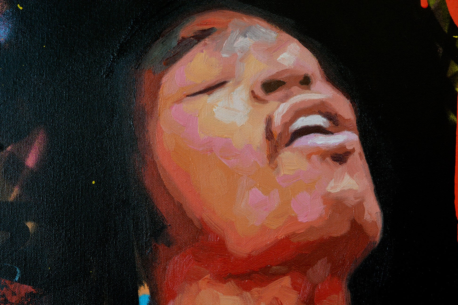 Jimi Hendrix Amped Reverie painting framed - Richard Day Studio