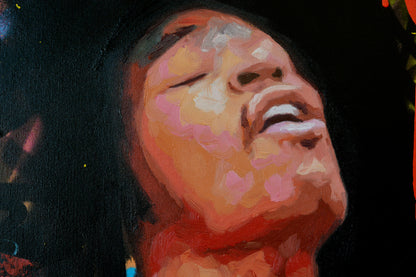 Jimi Hendrix Amped Reverie painting framed - Richard Day Studio
