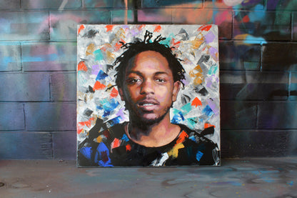 Kendrick Lamar original oil and acrylic painting detail - Richard Day Studio