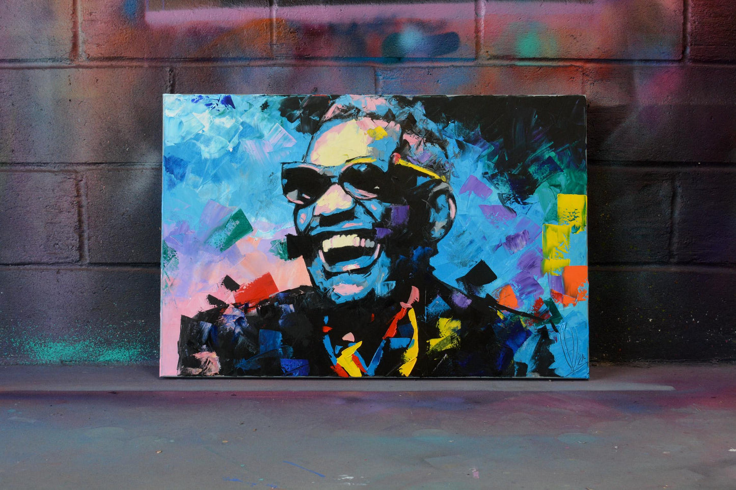 Ray Charles painting close-up - Richard Day Studio