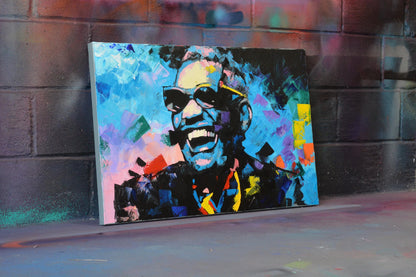 Ray Charles hand-painted portrait detail - Richard Day