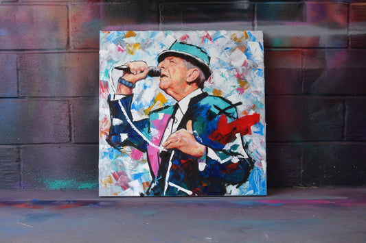 Leonard Cohen original oil and acrylic painting detail - Richard Day Studio
