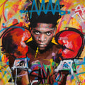 Original oil and acrylic portrait painting of Jean-Michel Basquiat by Richard Day — graffiti-influenced contemporary portrait