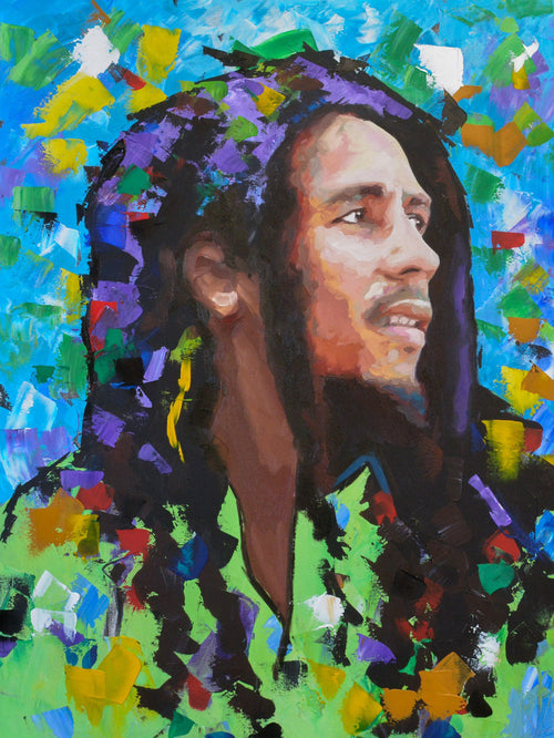 Bob Marley original oil and acrylic painting on canvas by Richard Day