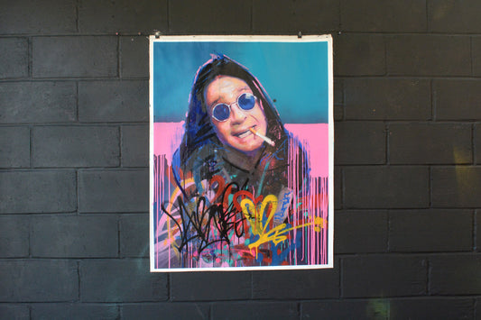 Ozzy Osbourne original oil and acrylic painting detail - Richard Day Studio