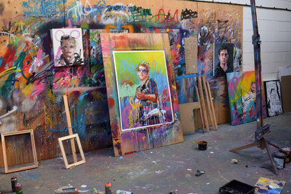 Shane MacGowan original oil and acrylic painting detail - Richard Day Studio