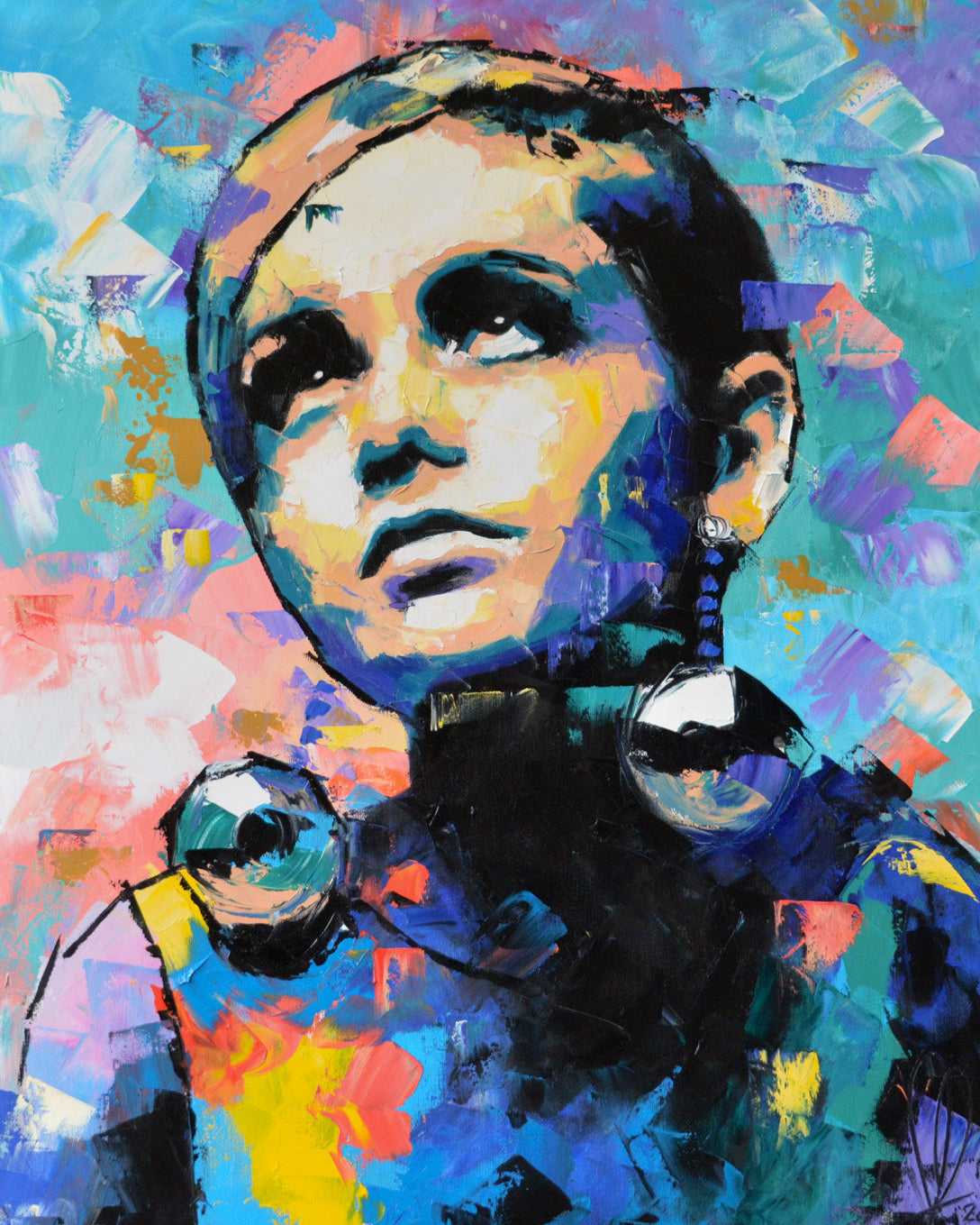 Twiggy original oil and acrylic painting on canvas by Richard Day